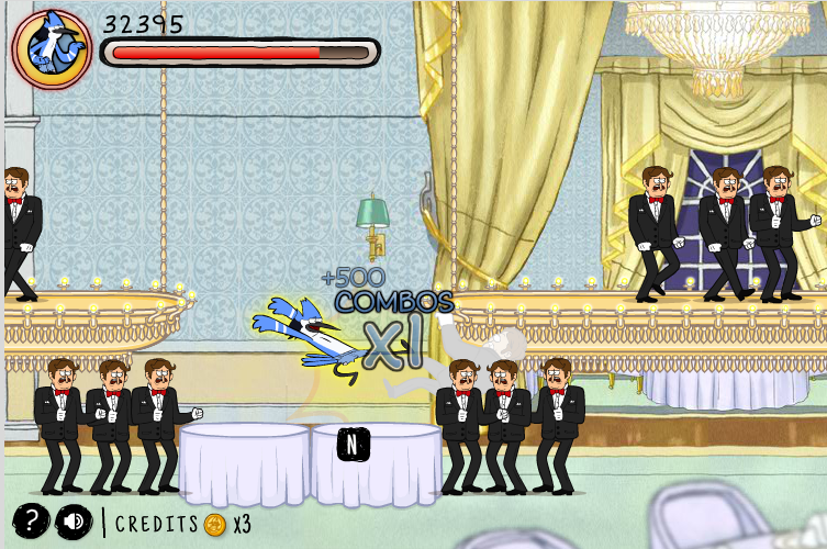 Regular Show: Fist Punch (Browser) screenshot: Regular fight in regular bistro