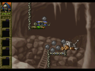 Arthur to Astaroth no Nazo Makaimura: Incredible Toons (PlayStation) screenshot: Catapult puzzle