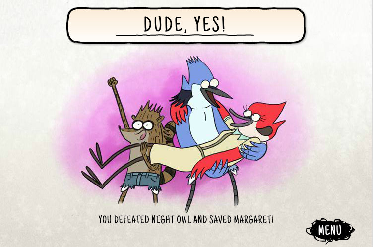 Regular Show: Fist Punch (Browser) screenshot: Game over!