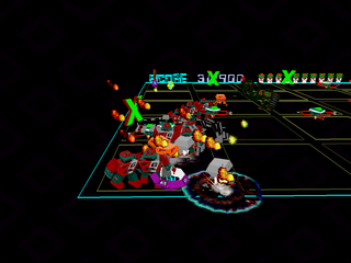 Robotron X (PlayStation) screenshot: Cornered and killed.