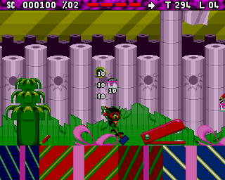 Zool 2 (Amiga CD32) screenshot: A lot of office products around here.