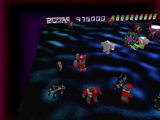 Robotron X (PlayStation) screenshot: Black robots
