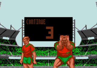 Head-On Soccer (Genesis) screenshot: "Continue" screen.