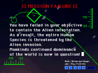 Area 51 (PlayStation) screenshot: Mission failure