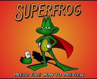 Alien Breed: Special Edition 92 (Amiga) screenshot: ...and the preview (slideshow) of Superfrog!