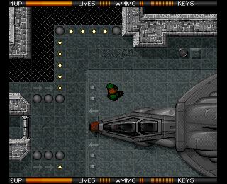 Alien Breed: Special Edition 92 (Amiga) screenshot: The beginning of the first level.