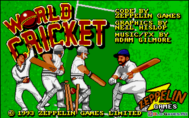 World Cricket (DOS) screenshot: Title screen (VGA)