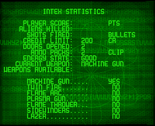 Alien Breed: Special Edition 92 (Amiga) screenshot: ... or view your statistics.