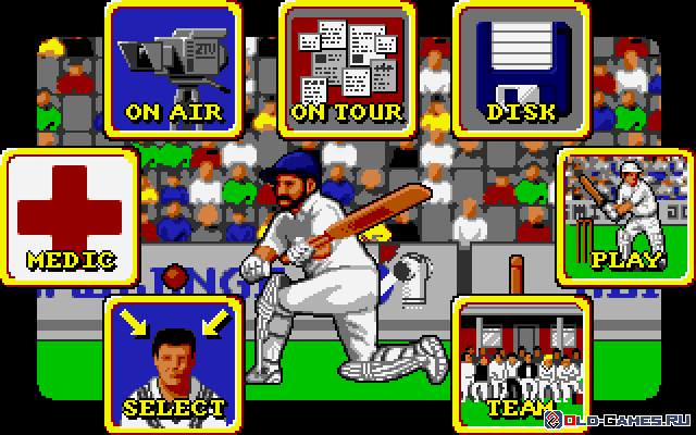 World Cricket (DOS) screenshot: Main menu (VGA)