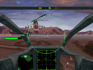 Thunderstrike 2 (PlayStation) screenshot: Enemy helicopter approaching.