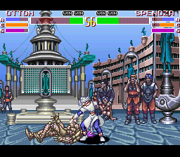 Battle Tycoon (SNES) screenshot: You sent a cybernetic super soldier armed with laser cannons against a lone martial artist? You fools!