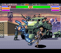 Battle Tycoon (SNES) screenshot: He's spry for a walking tank.