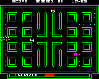 Android Attack (BBC Micro) screenshot: Getting killed