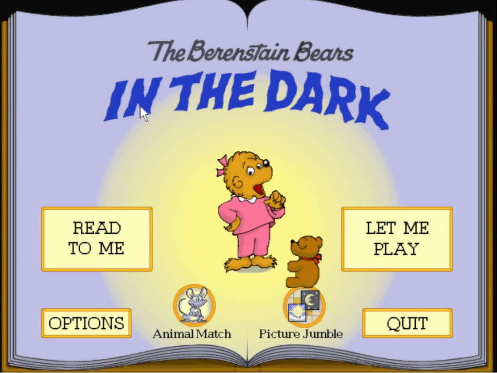 The Berenstain Bears in the Dark (Windows) screenshot: Main menu