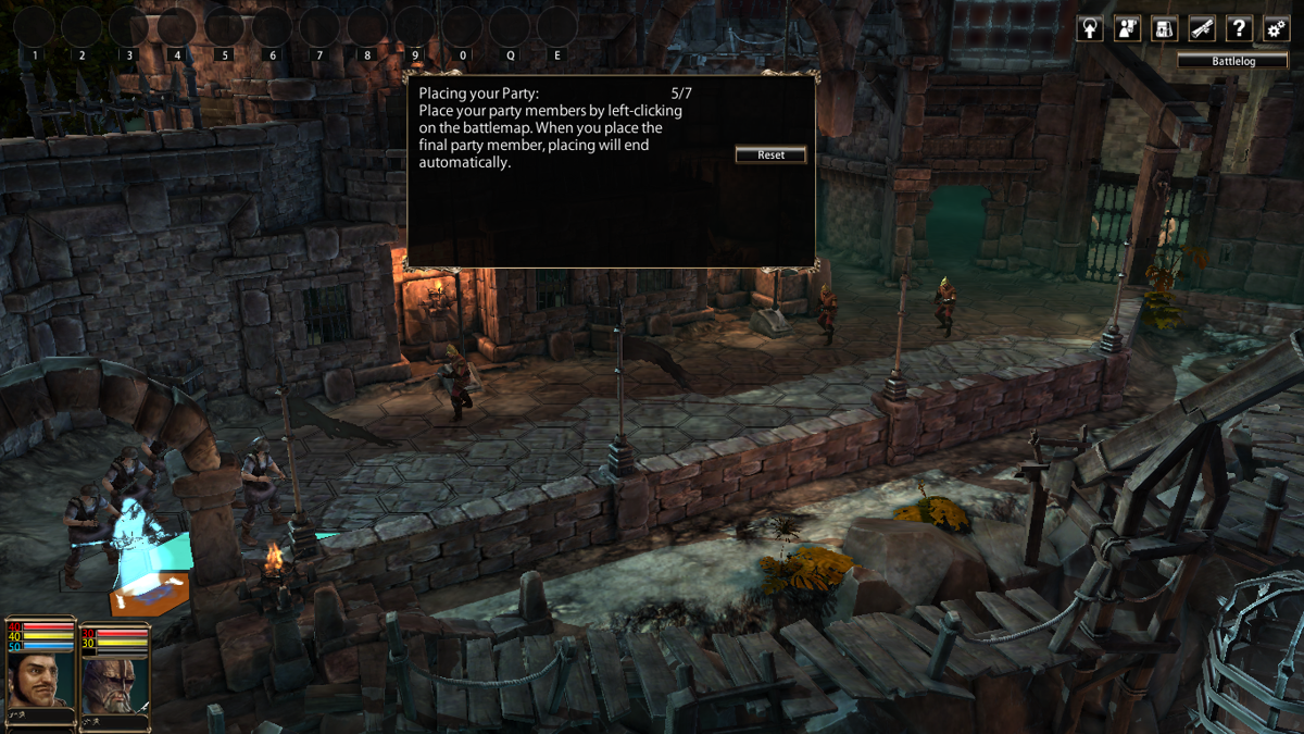 Blackguards 2 (Windows) screenshot: The initial phase when placing your party members on the battlemap might seem a little redundant.