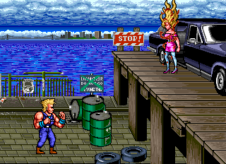 The Combatribes (Arcade) screenshot: Beautiful Last Boss!!! She's Electric!