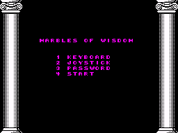 Marbles of Wisdom (ZX Spectrum) screenshot: Main menu