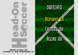 Head-On Soccer (Genesis) screenshot: Switches.
