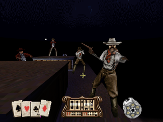 Gunfighter: The Legend of Jesse James (PlayStation) screenshot: Top of the train