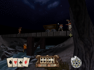 Gunfighter: The Legend of Jesse James (PlayStation) screenshot: Mine cart