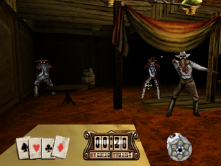 Gunfighter: The Legend of Jesse James (PlayStation) screenshot: Saloon