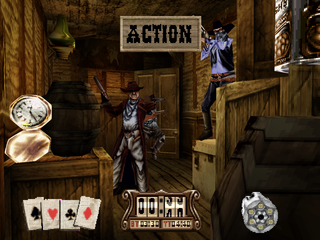 Gunfighter: The Legend of Jesse James (PlayStation) screenshot: Storeroom