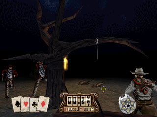 Gunfighter: The Legend of Jesse James (PlayStation) screenshot: Tree gallows