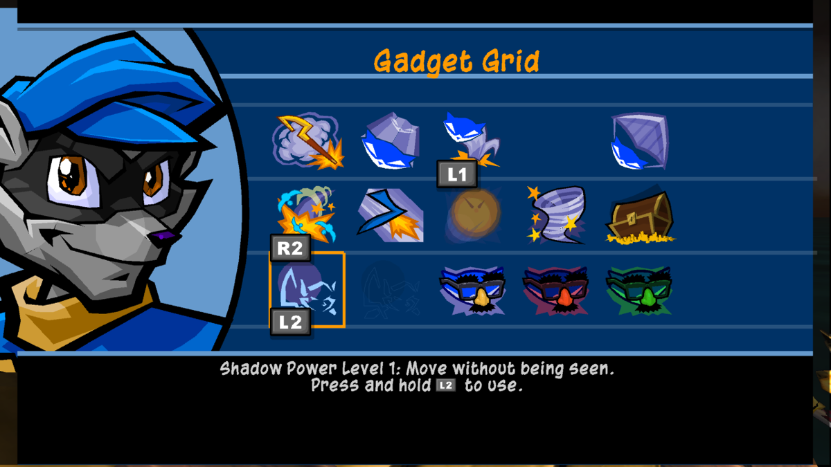 Sly 3: Honor Among Thieves (PlayStation 3) screenshot: Gadget grid
