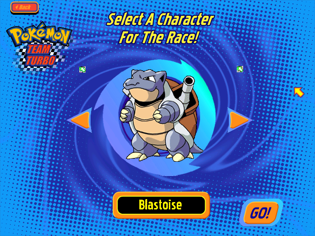 Pokémon: Team Turbo (Windows) screenshot: Street Race character selection screen