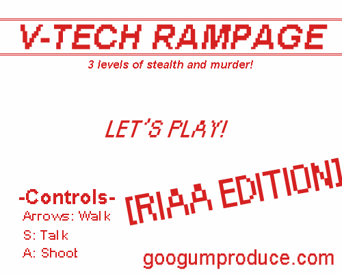 V-tech Rampage (Browser) screenshot: Title screen