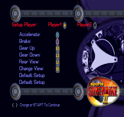 Sports Superbike 2 (PlayStation) screenshot: Controller Settings.