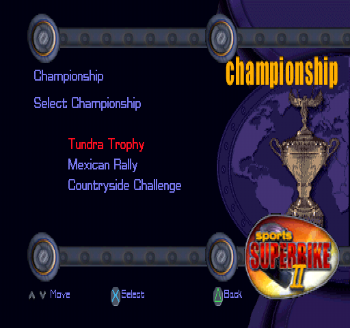 Sports Superbike 2 (PlayStation) screenshot: Select Championship.