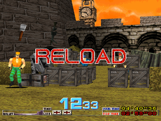 Time Crisis (PlayStation) screenshot: Grenade-chucking enemy