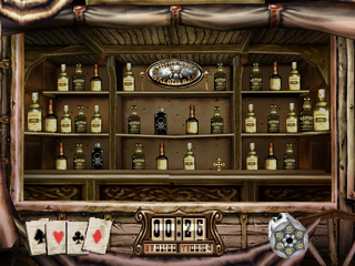 Gunfighter: The Legend of Jesse James (PlayStation) screenshot: Bottle shooting gallery mini-game