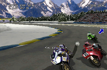 Sports Superbike 2 (PlayStation) screenshot: I don't know who is K DUNN.