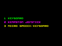 Pi-balled (ZX Spectrum) screenshot: Controls menu.