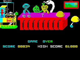 Pi-balled (ZX Spectrum) screenshot: Ending menu.