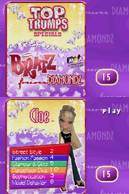 Bratz Forever Diamondz (Nintendo DS) screenshot: Top Trumps
