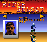 Road Champs: BXS Stunt Biking (Game Boy Color) screenshot: Select Rider