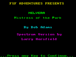 Helvera: Mistress of the Park (ZX Spectrum) screenshot: The title screen
