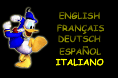 Disney's Donald Duck Adv@nce!*# (Game Boy Advance) screenshot: Language selection (EU).