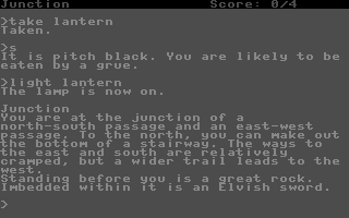 Zork III: The Dungeon Master (Commodore 16, Plus/4) screenshot: Make light