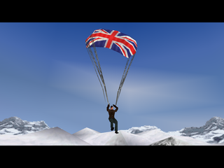 007: Tomorrow Never Dies (PlayStation) screenshot: Bond parachuting into action.