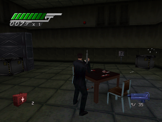 007: Tomorrow Never Dies (PlayStation) screenshot: Bad guys play cards too.