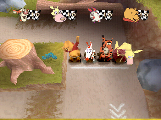 Disney's Pooh's Party Game: In Search of the Treasure (PlayStation) screenshot: Roller race starts
