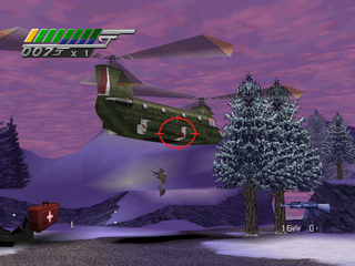 007: Tomorrow Never Dies (PlayStation) screenshot: Grunts dropping from the helicopter.