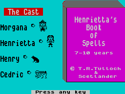 Henrietta's Book of Spells (ZX Spectrum) screenshot: Playing the 7-10 year old game