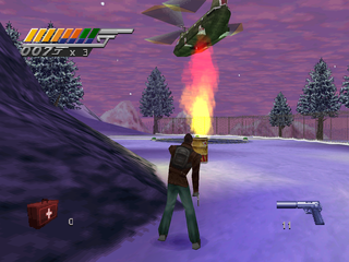 007: Tomorrow Never Dies (PlayStation) screenshot: Helicopter taking off.