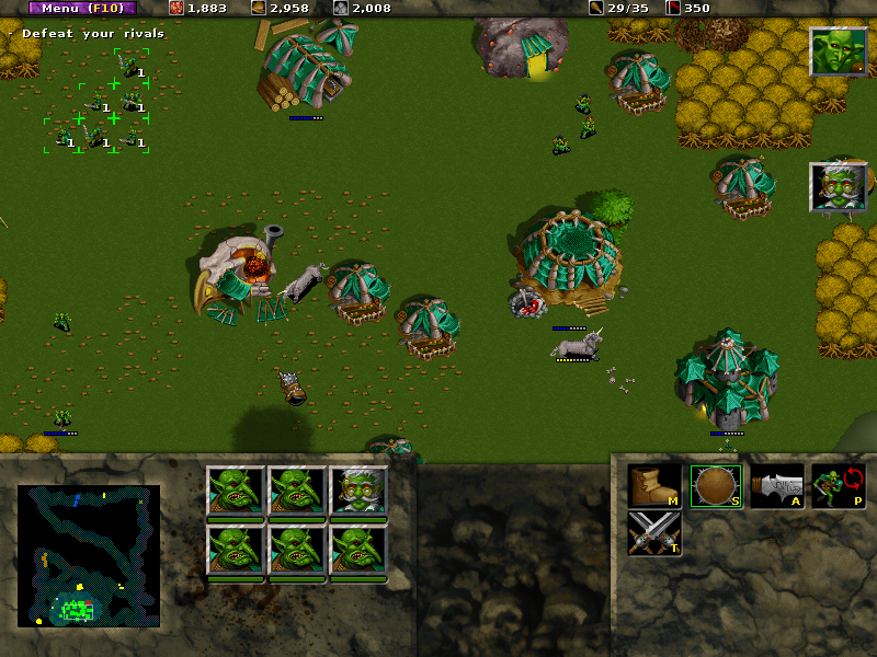 Wyrmsun (Windows) screenshot: Playing a custom game as the goblins.