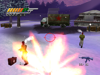 007: Tomorrow Never Dies (PlayStation) screenshot: Enemy base